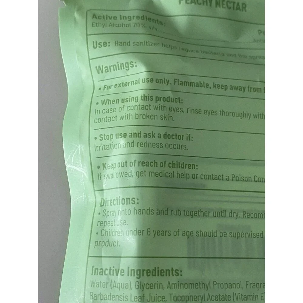 Wish Scented Hand Sanitizer Spray 1.2 Fl Green Peachy‎ Nectar Hydrating NEW